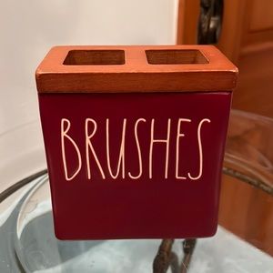 Rae Dunn burgundy brushes holder